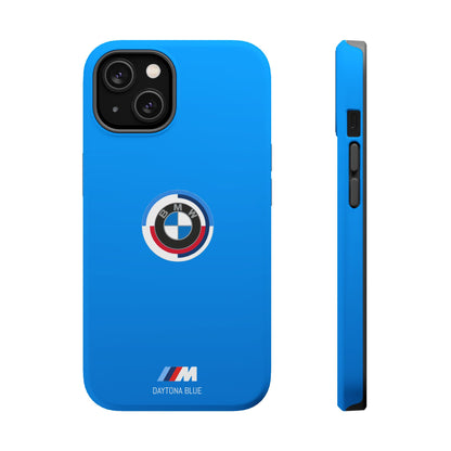 BMW G8X Daytona Blue iPhone MagSafe Tough Case - 50 Jahre Logo and M Piping