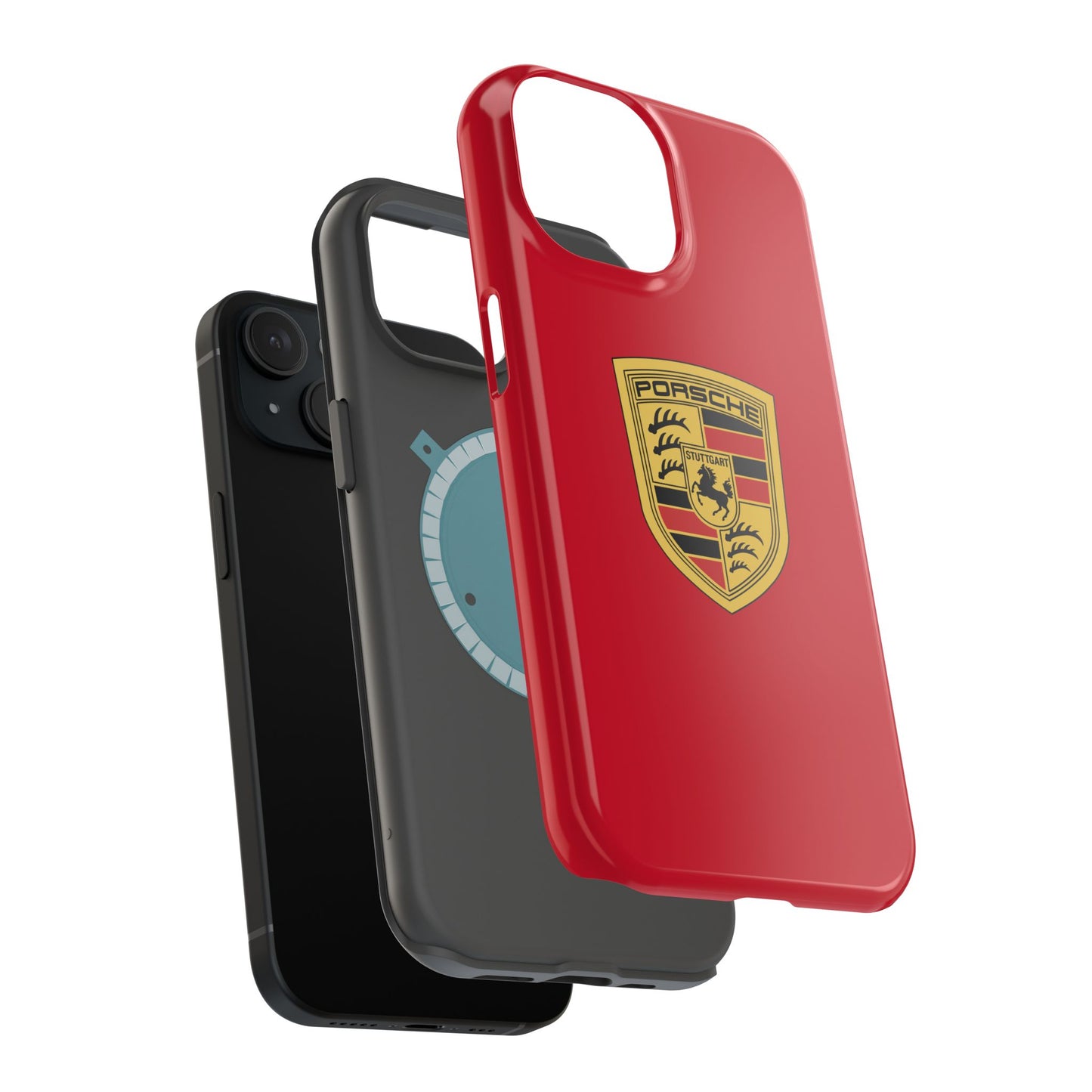 iPhone MagSafe Tough Case - Porsche Crest - Dark Red Gloss/Matte - iPhone 14-16 Pro Max