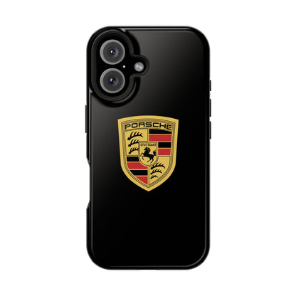 Porsche Crest iPhone MagSafe Elegance Case - iPhone 13 through 16 Pro Max - Black Gloss or Matte