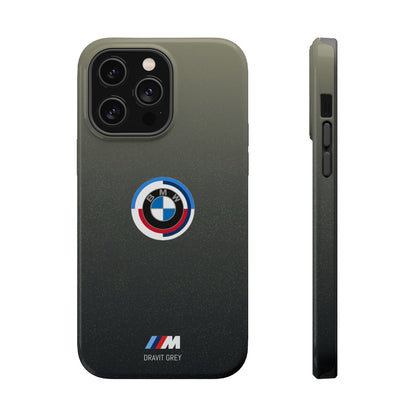 BMW G8X Dravit Grey With Gold Flecks iPhone MagSafe Tough Case - 50 Jahre Logo and M Piping