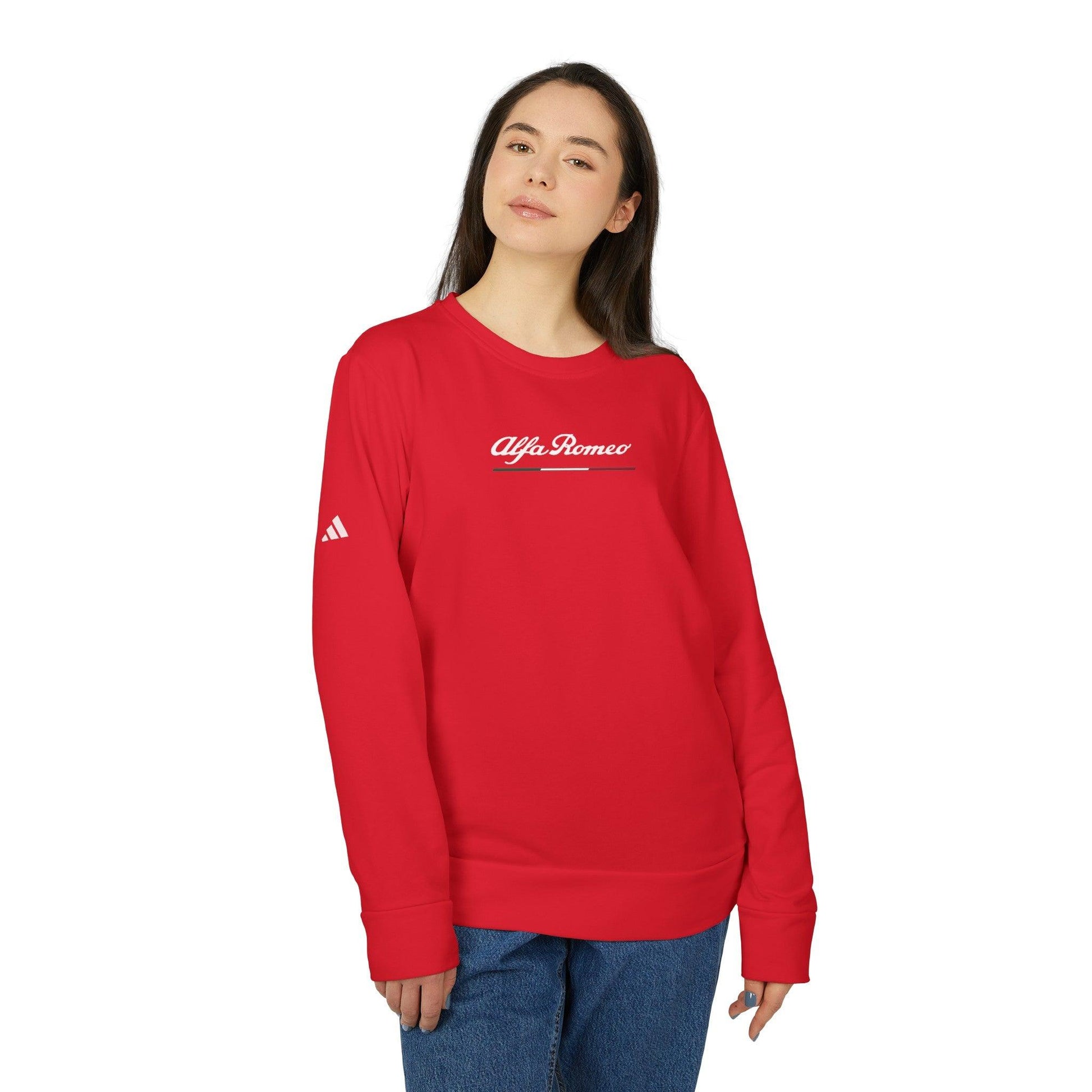 Alfa Romeo adidas® Fleece Crewneck Sweatshirt - Unisex, 8 Colors, 3-Stripes Gear - AI Print Spot