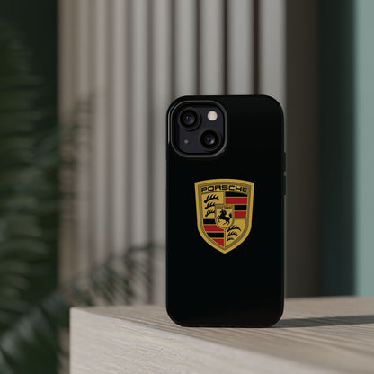 Porsche Crest iPhone MagSafe Elegance Case - iPhone 13 through 16 Pro Max - Black Gloss or Matte