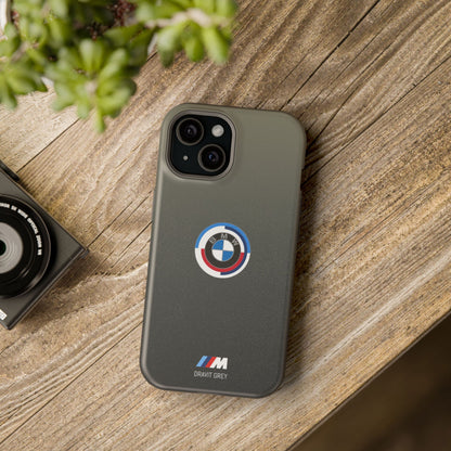 BMW G8X Dravit Grey With Gold Flecks iPhone MagSafe Tough Case - 50 Jahre Logo and M Piping