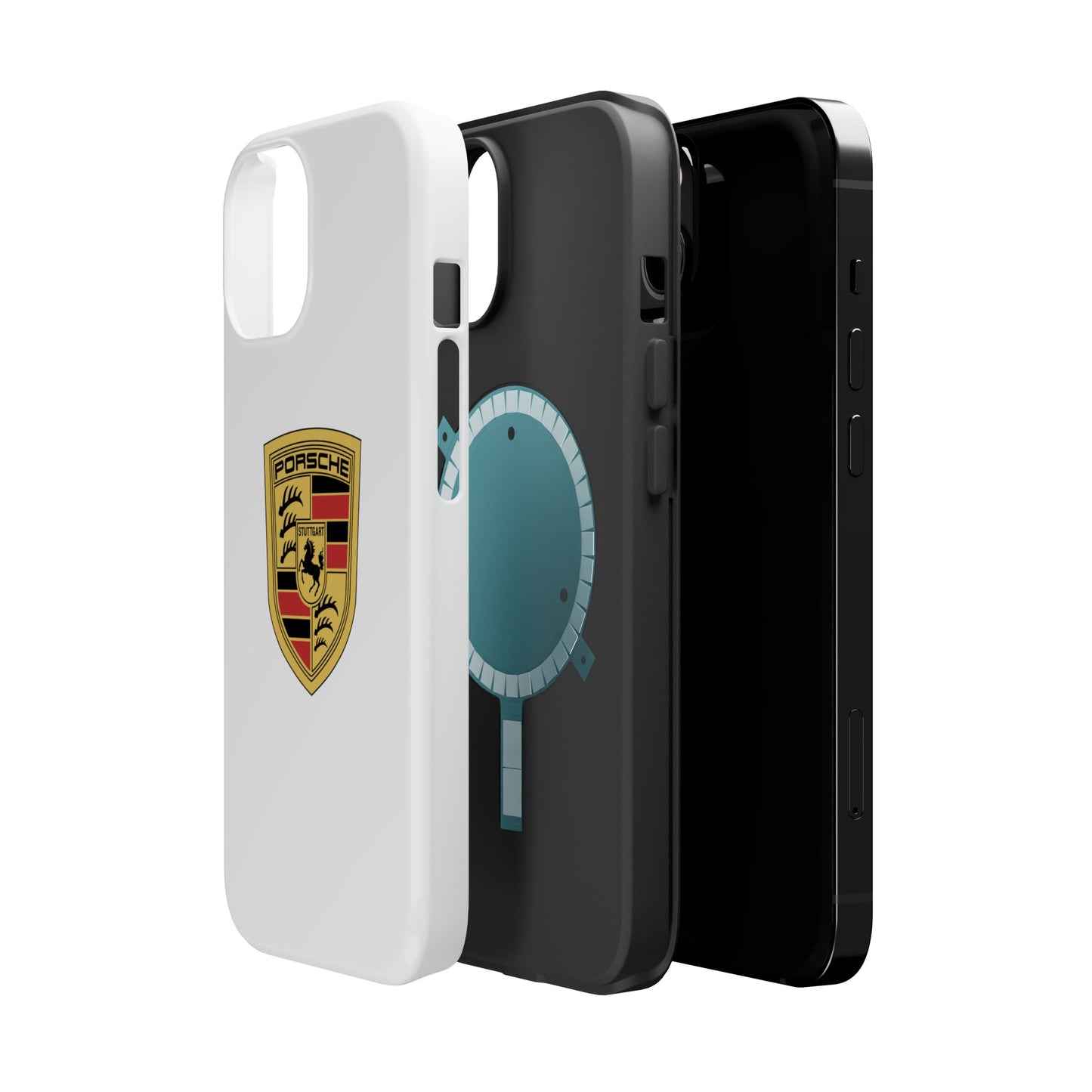 iPhone MagSafe Tough Case - Porsche Crest - White Gloss/Matte - iPhone 14-16 Pro Max