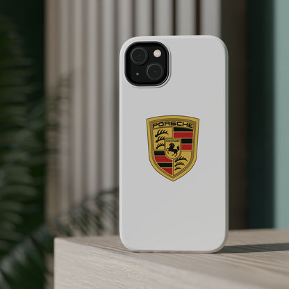 iPhone MagSafe Tough Case - Porsche Crest - White Gloss/Matte - iPhone 14-16 Pro Max