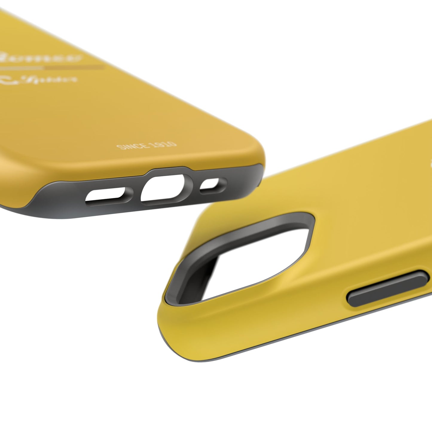 MagSafe® Dual Layer iPhone Case - Alfa Romeo 4C Spider Design in White on Giallo Prototipo