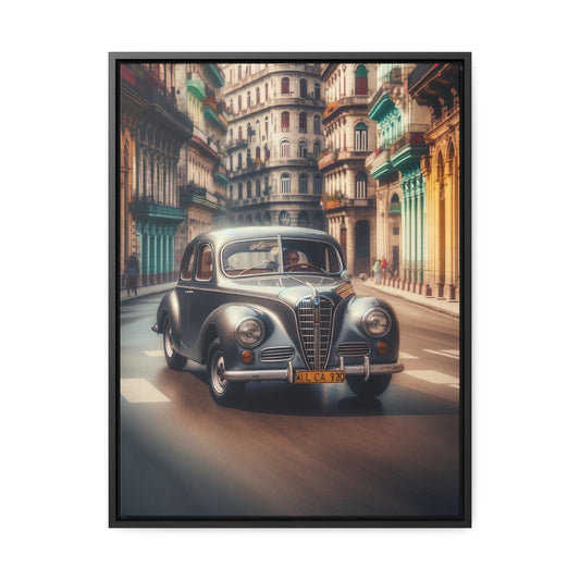 Kubanische Nostalgie: Alfa Romeo 75 Vintage Edition Leinwanddruck – vertikaler Leinwanddruck