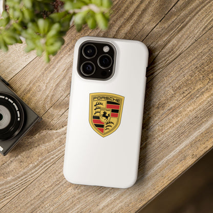 iPhone MagSafe Tough Case - Porsche Crest - White Gloss/Matte - iPhone 14-16 Pro Max