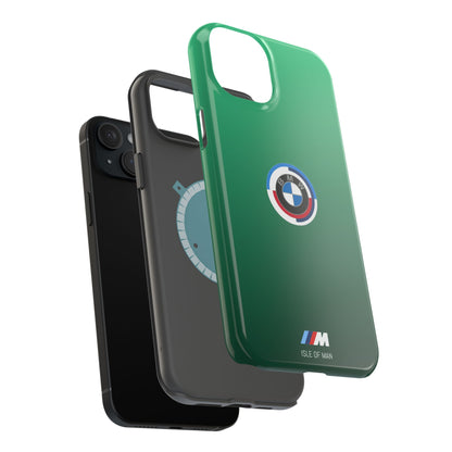 BMW G8X Isle of Man Green iPhone MagSafe Tough Case - 50 Jahre Logo and M Piping