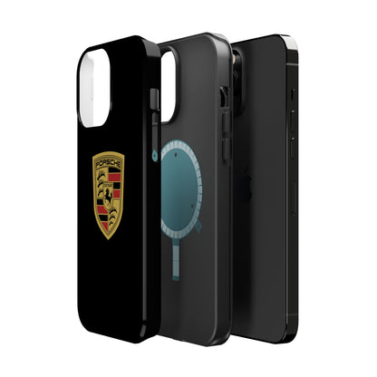 Porsche Crest iPhone MagSafe Elegance Case - iPhone 13 through 16 Pro Max - Black Gloss or Matte