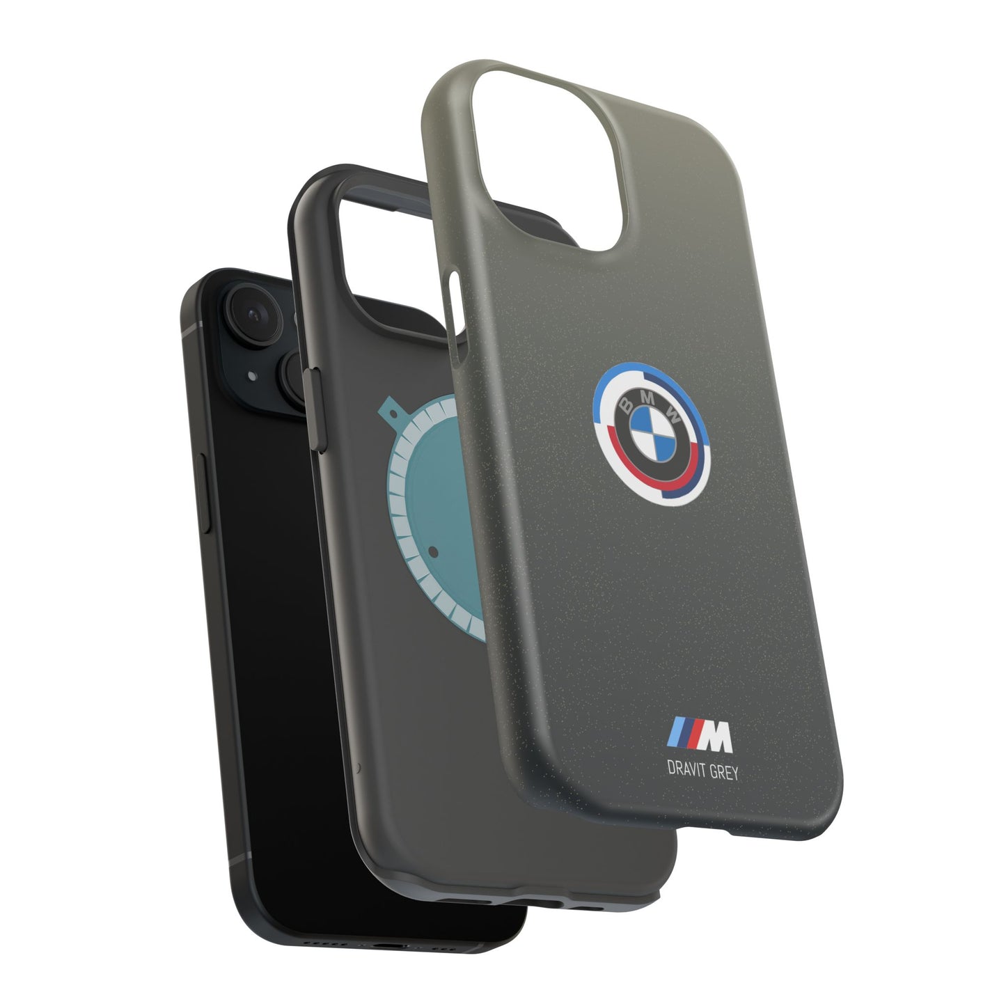 BMW G8X Dravit Grey With Gold Flecks iPhone MagSafe Tough Case - 50 Jahre Logo and M Piping