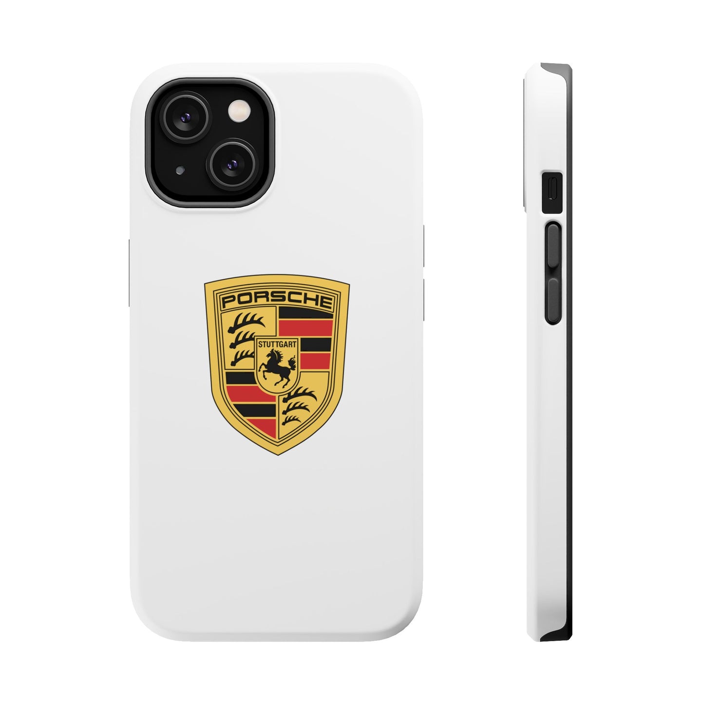 iPhone MagSafe Tough Case - Porsche Crest - White Gloss/Matte - iPhone 14-16 Pro Max