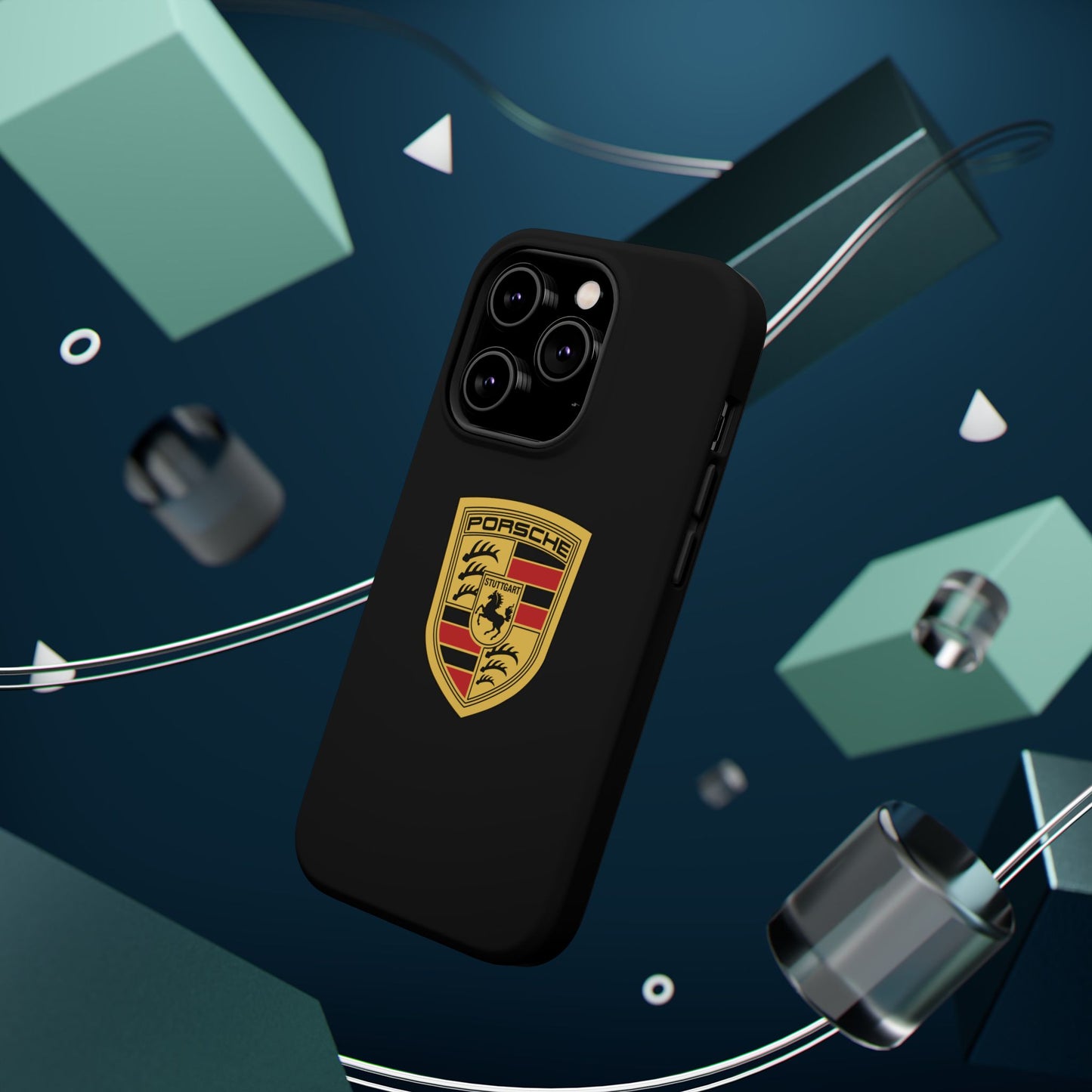 Porsche Crest iPhone MagSafe Elegance Case - iPhone 13 through 16 Pro Max - Black Gloss or Matte