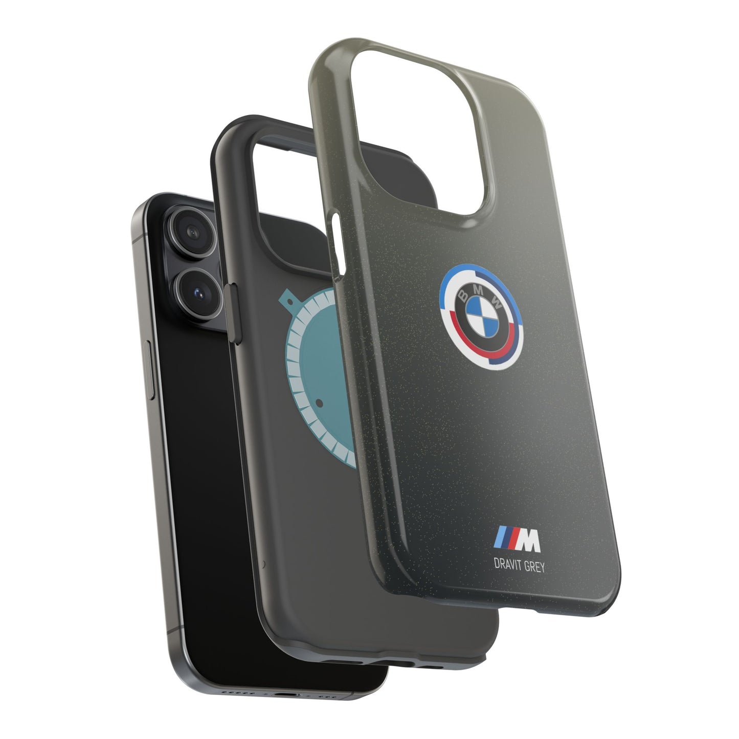 BMW G8X Dravit Grey With Gold Flecks iPhone MagSafe Tough Case - 50 Jahre Logo and M Piping