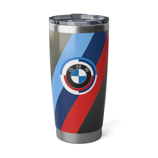 Vaso BMW de 20 onzas en gris Dravit - 50 Jahre - Tubería y logotipo M - Edición limitada - Acero inoxidable - Entusiastas de los automóviles - Fanáticos del G80
