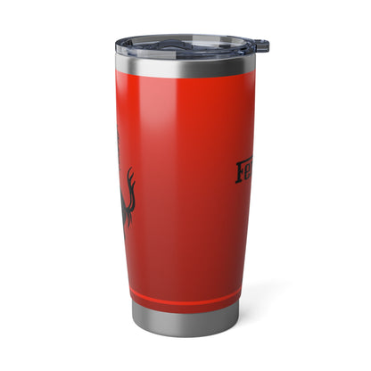 Ferrari Red 20oz Double Wall Insulated Stainless Steel Tumbler with Iconic Black Prancing Horse and Ferrari Script