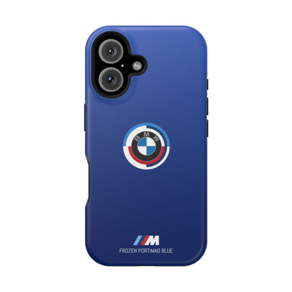 BMW G8X Frozen Portimao Blue iPhone MagSafe Tough Case - 50 Jahre Logo and M Piping