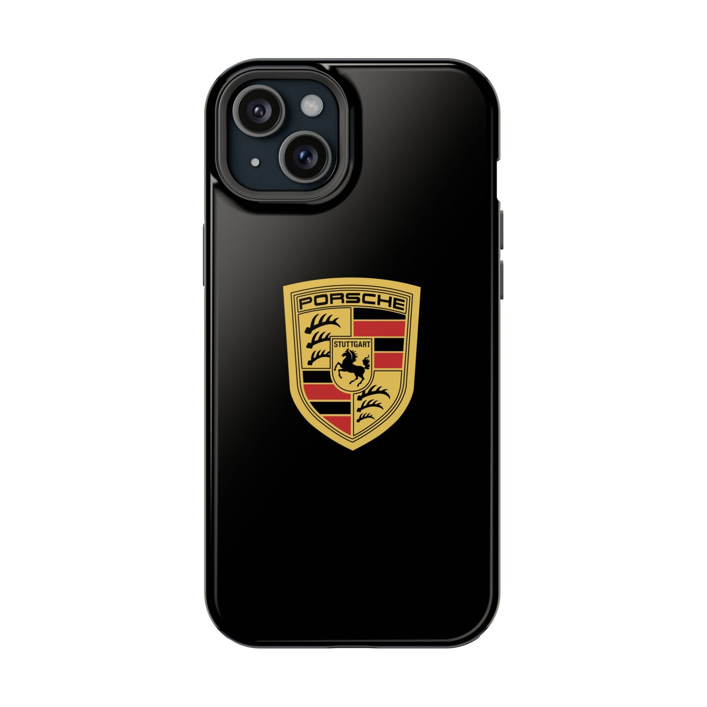 Porsche Crest iPhone MagSafe Elegance Case - iPhone 13 through 16 Pro Max - Black Gloss or Matte