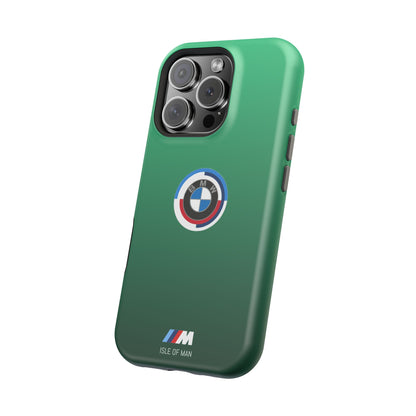 BMW G8X Isle of Man Green iPhone MagSafe Tough Case - 50 Jahre Logo and M Piping