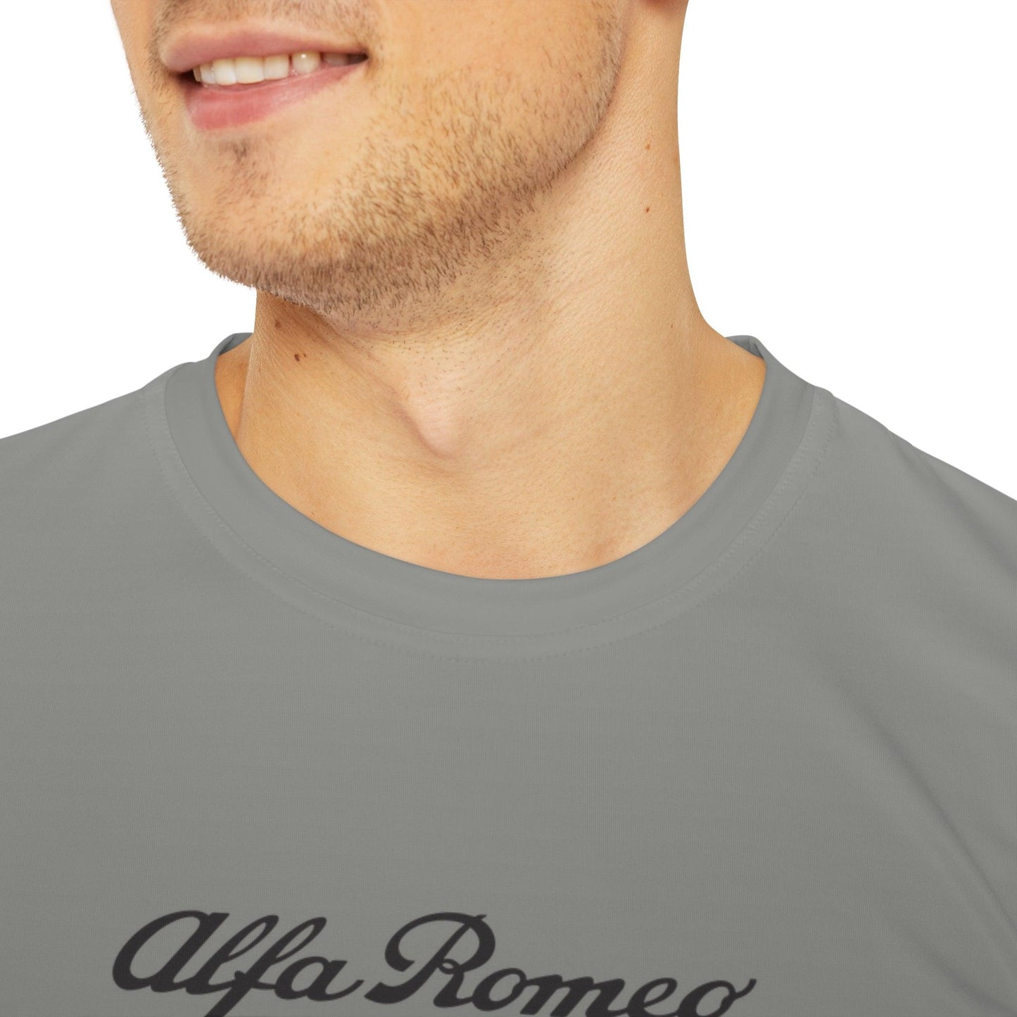 Alfa Romeo Men's Performance Tee - Vesuvio Gray, Moisture-Wicking, Made in USA - Alfa Romeo Enthusiasts - Quadrifoglio Style - AI Print Spot