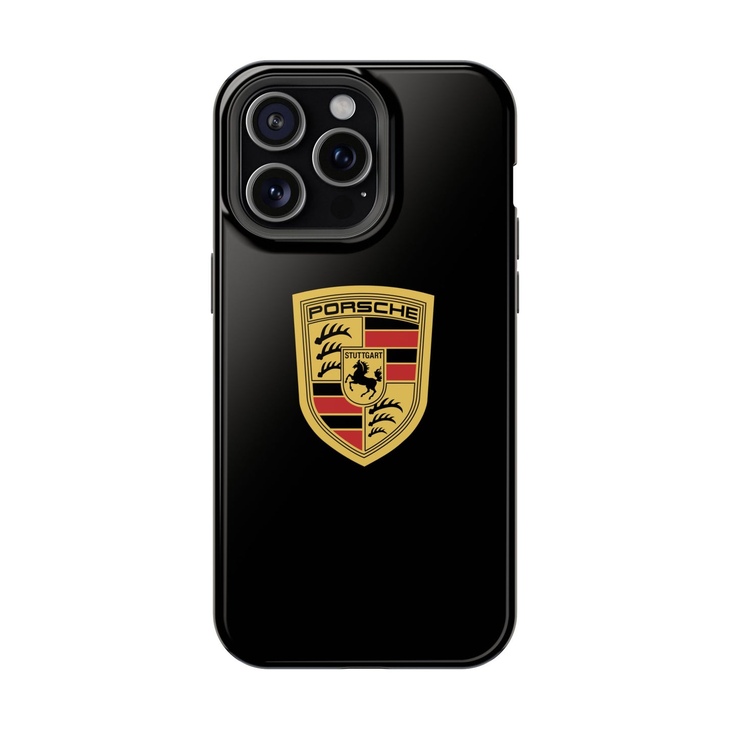 Porsche Crest iPhone MagSafe Elegance Case - iPhone 13 through 16 Pro Max - Black Gloss or Matte