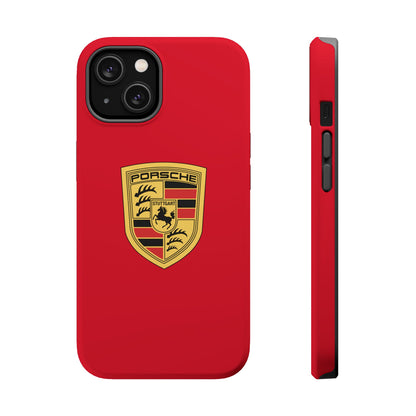 iPhone MagSafe Tough Case - Porsche Crest - Dark Red Gloss/Matte - iPhone 14-16 Pro Max