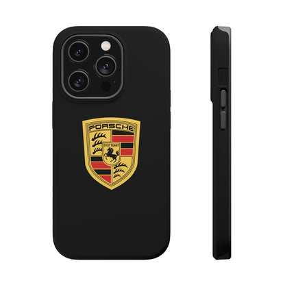 Porsche Crest iPhone MagSafe Elegance Case - iPhone 13 through 16 Pro Max - Black Gloss or Matte