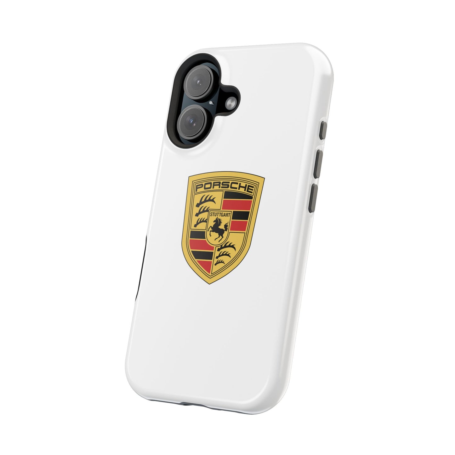 iPhone MagSafe Tough Case - Porsche Crest - White Gloss/Matte - iPhone 14-16 Pro Max