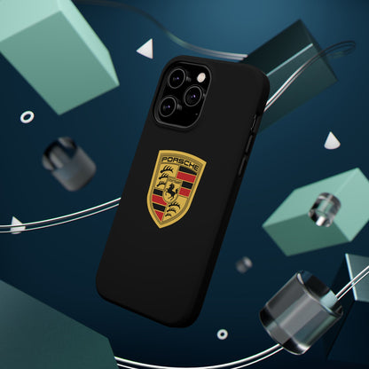 Porsche Crest iPhone MagSafe Elegance Case - iPhone 13 through 16 Pro Max - Black Gloss or Matte