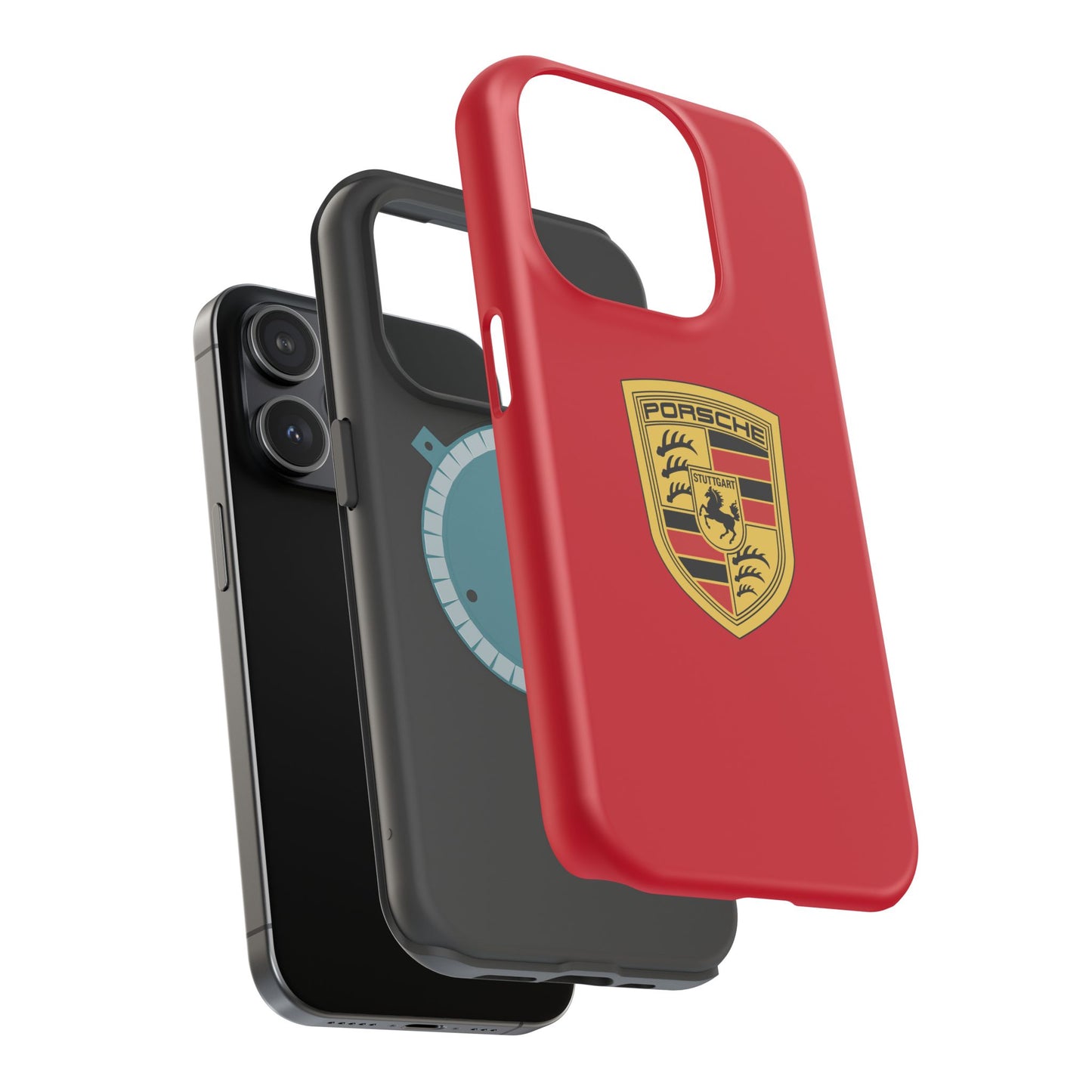 iPhone MagSafe Tough Case - Porsche Crest - Dark Red Gloss/Matte - iPhone 14-16 Pro Max