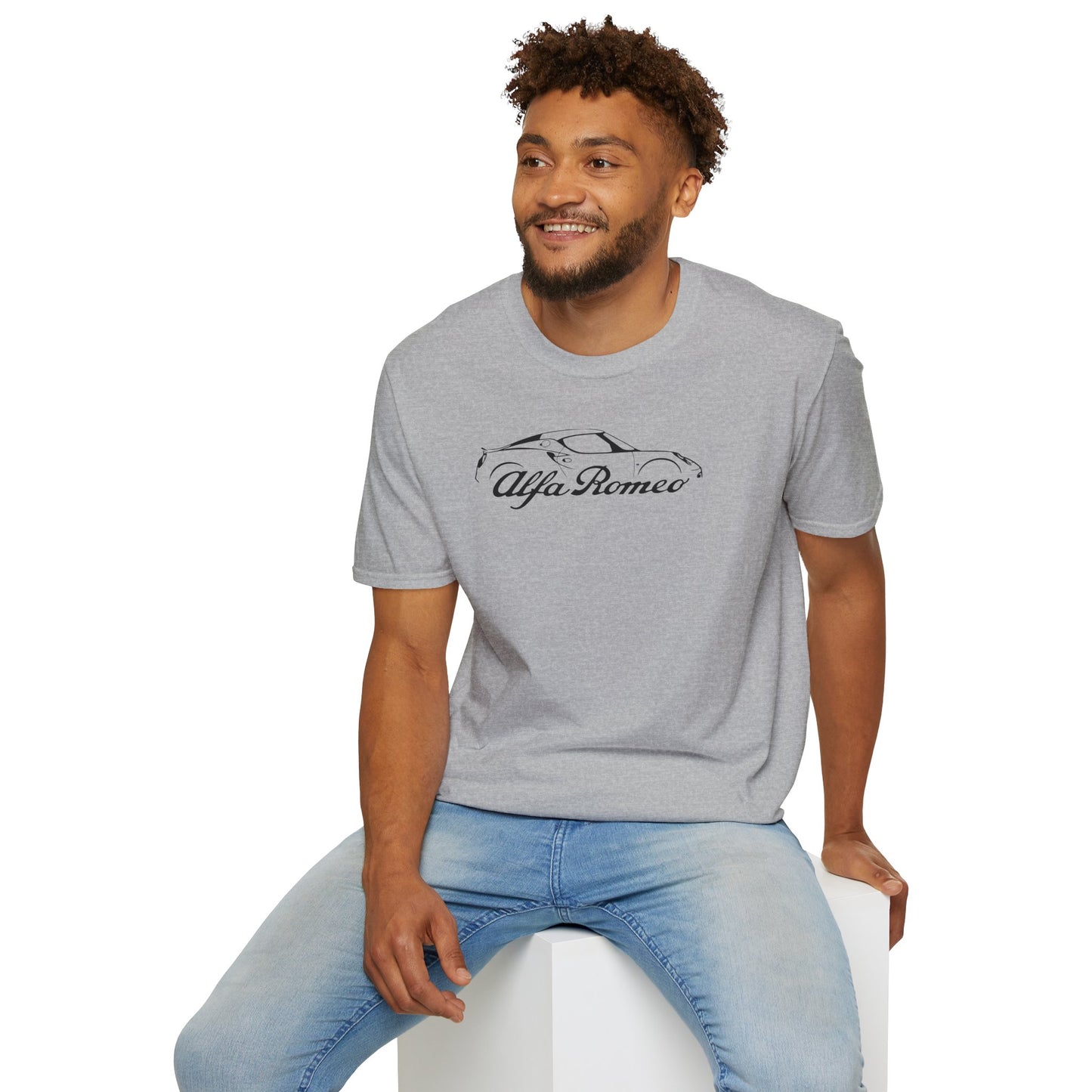 Alfa Romeo 4C Silhouette T-Shirt - Unisex Softstyle by Gildan - 100% Cotton Comfort - Casual & Stylish - Perfect for 4C Owners