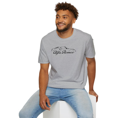 Alfa Romeo 4C Silhouette T-Shirt - Unisex Softstyle by Gildan - 100% Cotton Comfort - Casual & Stylish - Perfect for 4C Owners