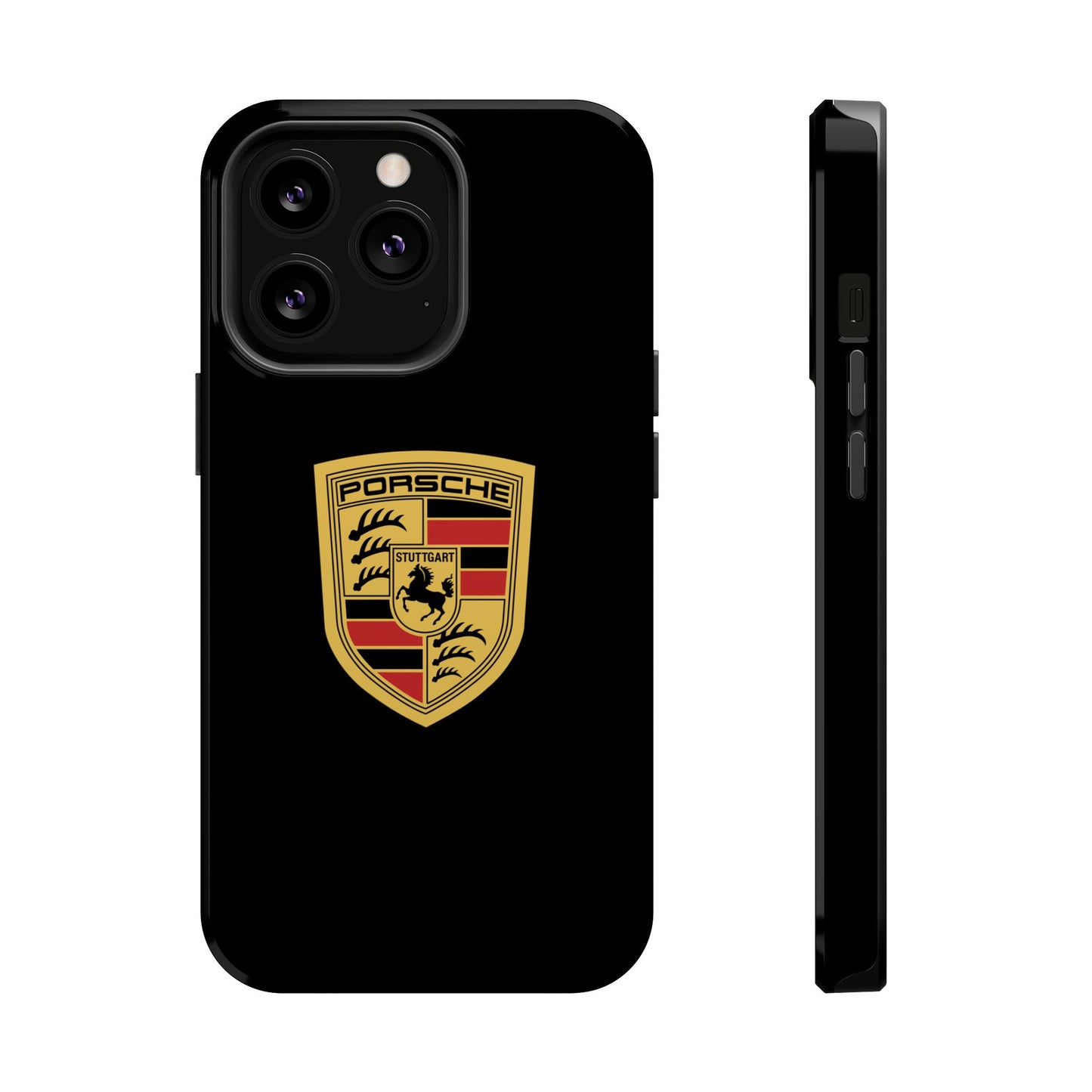 Porsche Crest iPhone MagSafe Elegance Case - iPhone 13 through 16 Pro Max - Black Gloss or Matte