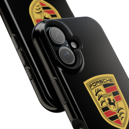 Porsche Crest iPhone MagSafe Elegance Case - iPhone 13 through 16 Pro Max - Black Gloss or Matte