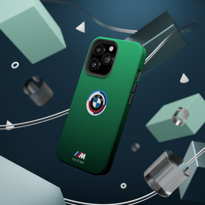 BMW G8X Isle of Man Green iPhone MagSafe Tough Case - 50 Jahre Logo and M Piping