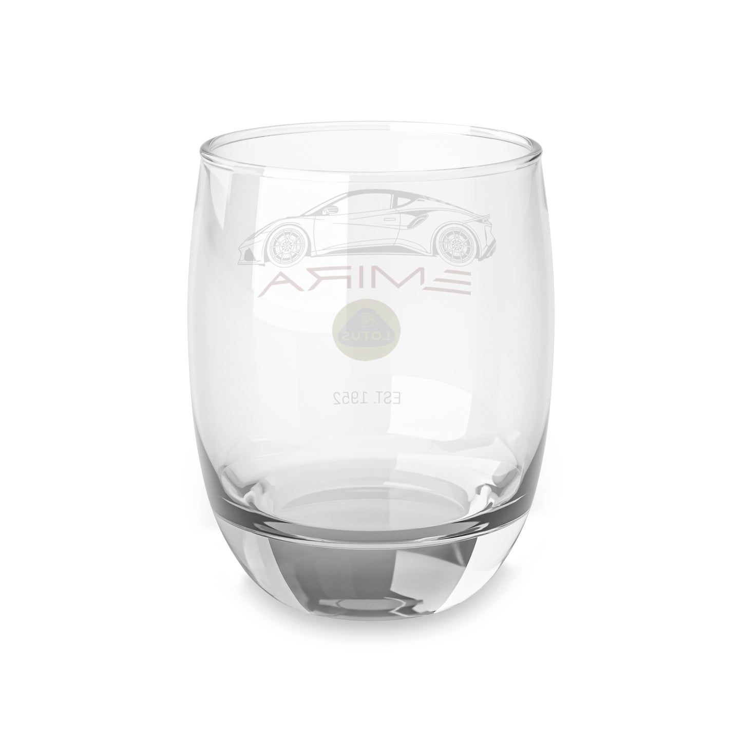 Lotus Emira 6oz Whiskey Glass - Emira Silhouette and Lotus Logos