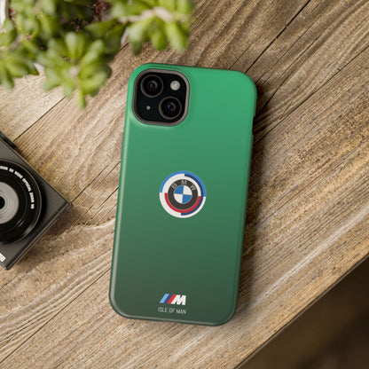 BMW G8X Isle of Man Green iPhone MagSafe Tough Case - 50 Jahre Logo and M Piping