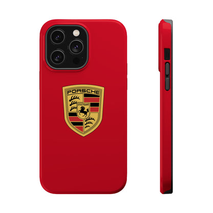 iPhone MagSafe Tough Case - Porsche Crest - Dark Red Gloss/Matte - iPhone 14-16 Pro Max