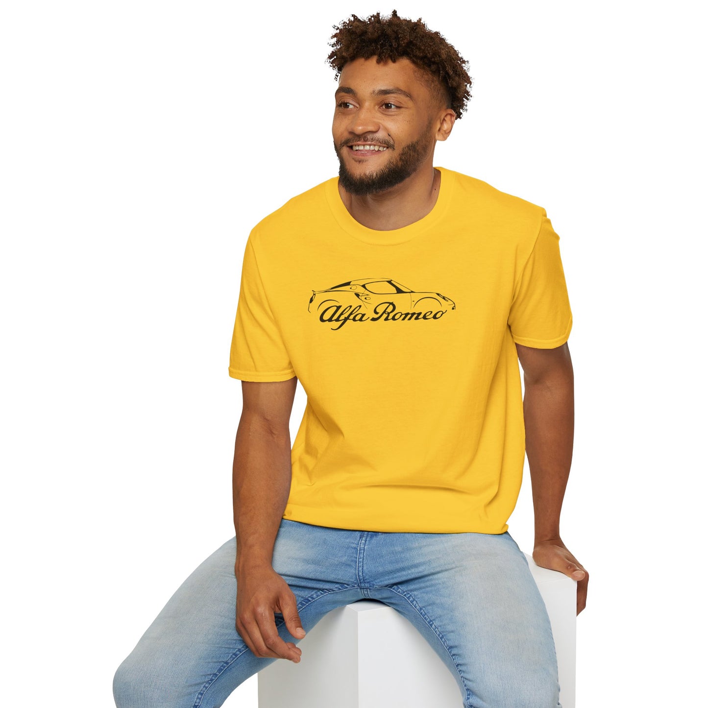 Alfa Romeo 4C Silhouette T-Shirt - Unisex Softstyle by Gildan - 100% Cotton Comfort - Casual & Stylish - Perfect for 4C Owners