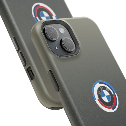 BMW G8X Dravit Grey With Gold Flecks iPhone MagSafe Tough Case - 50 Jahre Logo and M Piping