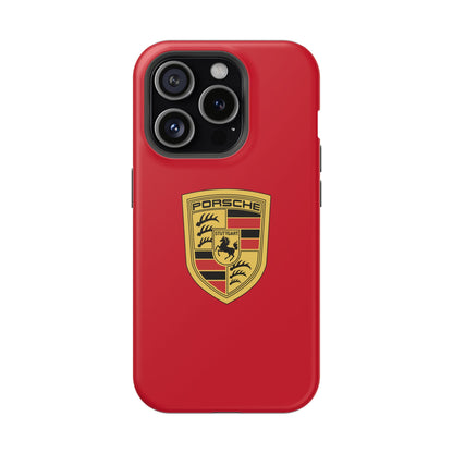 iPhone MagSafe Tough Case - Porsche Crest - Dark Red Gloss/Matte - iPhone 14-16 Pro Max