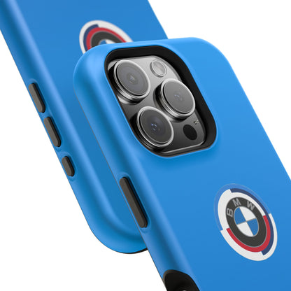 BMW G8X Daytona Blue iPhone MagSafe Tough Case - 50 Jahre Logo and M Piping