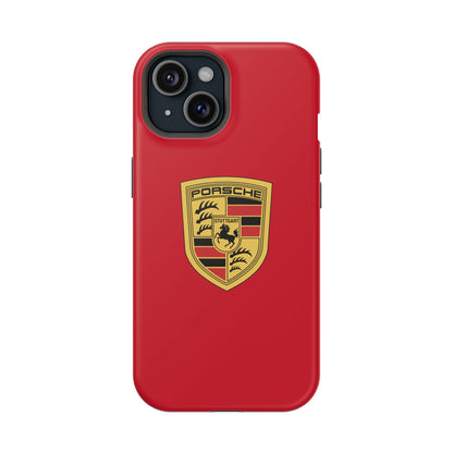 iPhone MagSafe Tough Case - Porsche Crest - Dark Red Gloss/Matte - iPhone 14-16 Pro Max