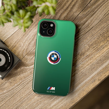 BMW G8X Isle of Man Green iPhone MagSafe Tough Case - 50 Jahre Logo and M Piping