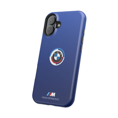 BMW G8X Frozen Portimao Blue iPhone MagSafe Tough Case - 50 Jahre Logo and M Piping