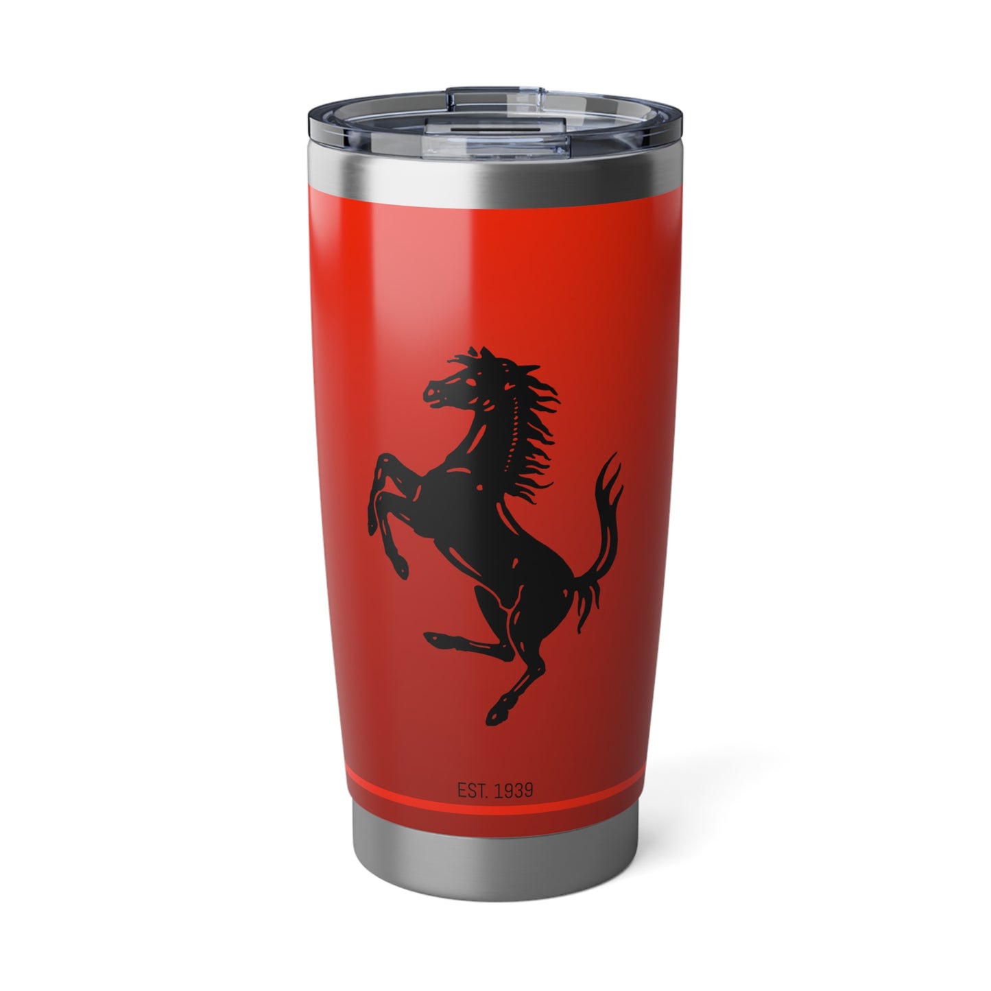 Ferrari Red 20oz Double Wall Insulated Stainless Steel Tumbler with Iconic Black Prancing Horse and Ferrari Script