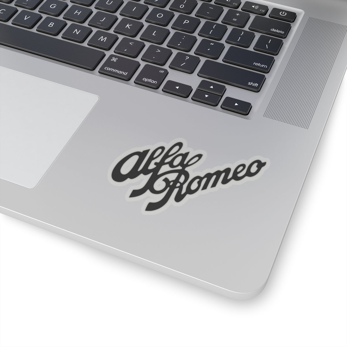 1930s Alfa Romeo Logo Script Kiss-Cut Stickers in Black - Transparent or White Background - 4 Sizes