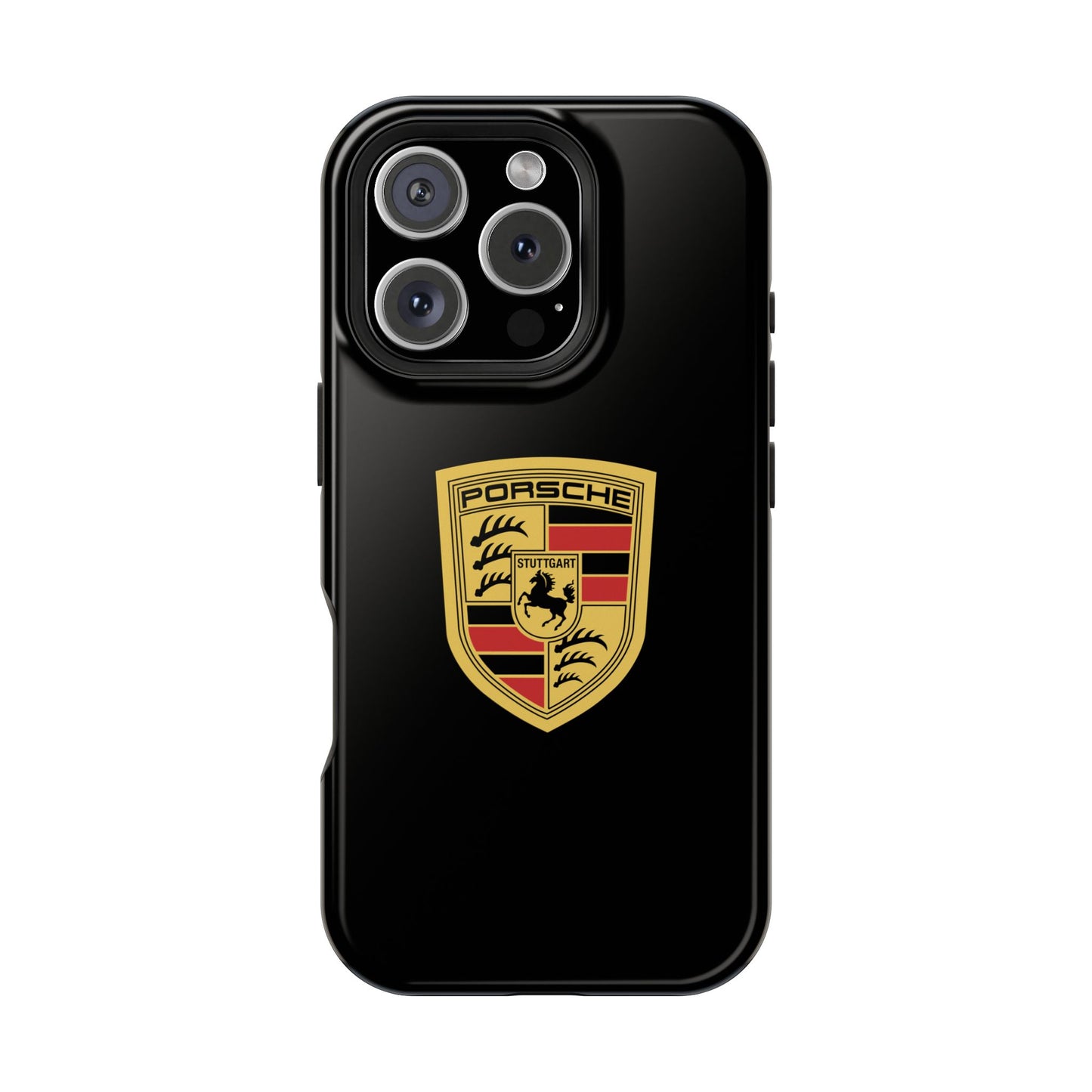 Porsche Crest iPhone MagSafe Elegance Case - iPhone 13 through 16 Pro Max - Black Gloss or Matte