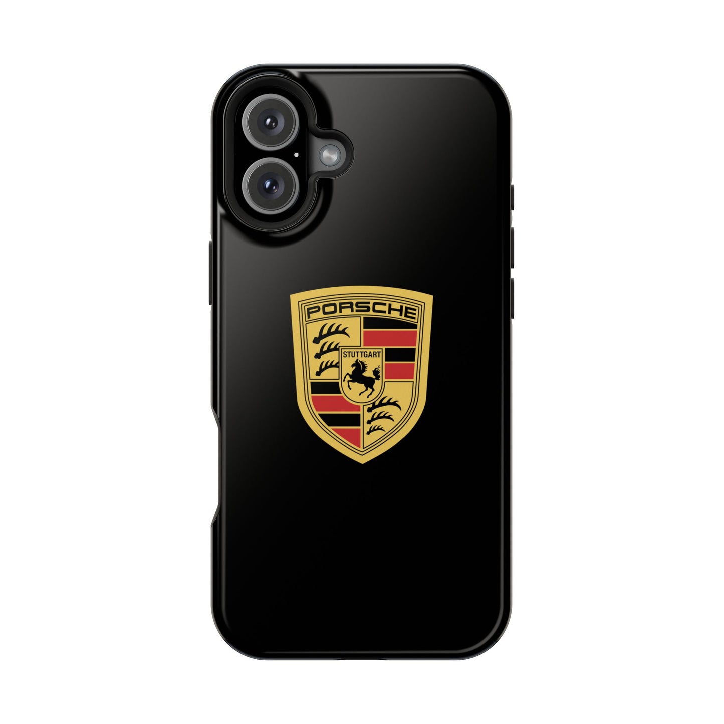 Porsche Crest iPhone MagSafe Elegance Case - iPhone 13 through 16 Pro Max - Black Gloss or Matte