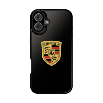 Porsche Crest iPhone MagSafe Elegance Case - iPhone 13 through 16 Pro Max - Black Gloss or Matte